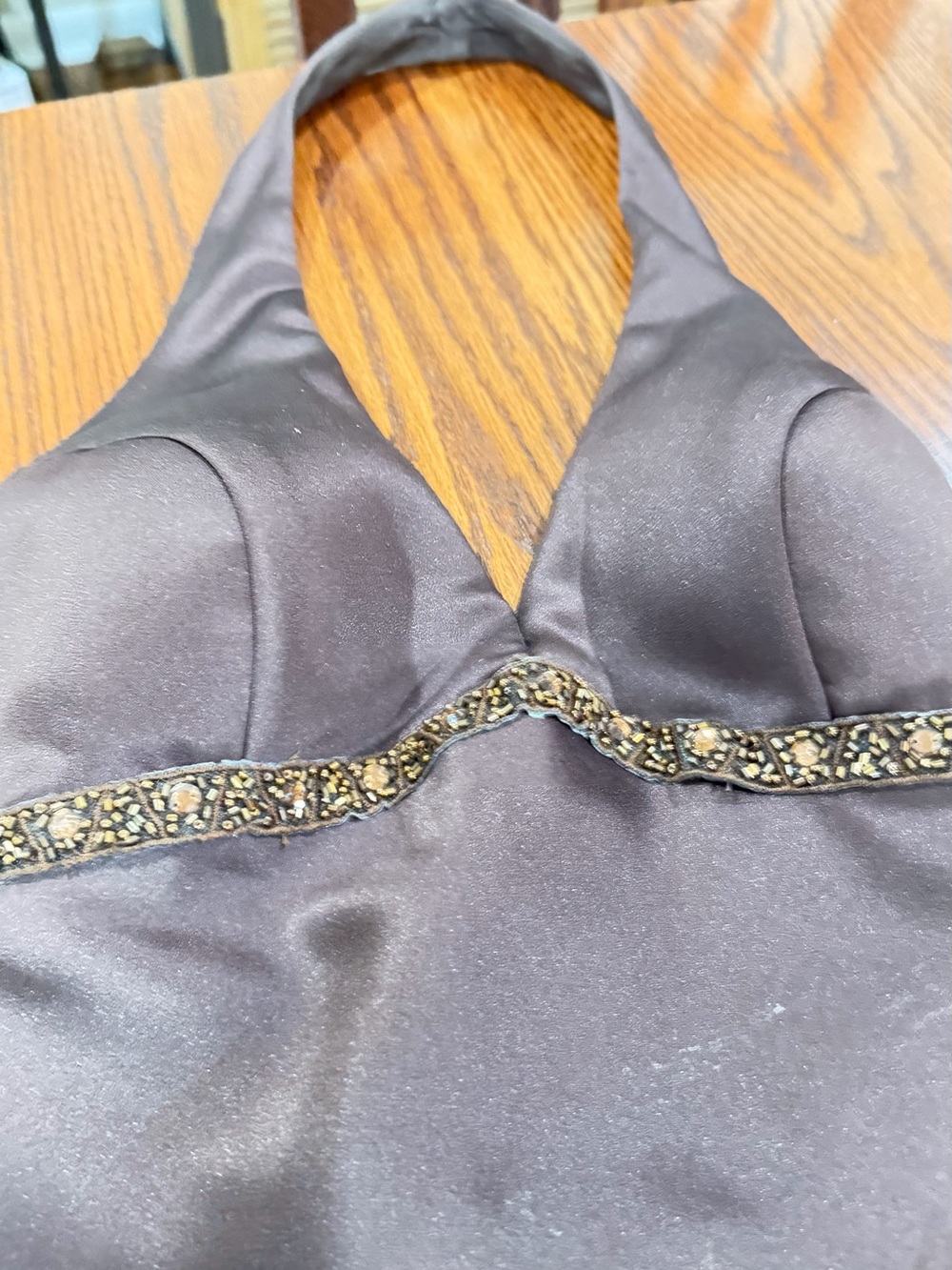 Vintage Dave and Johnny by Laura Ryner Y2K Chocolate Brown Beaded Dress. - Picture 10 of 13